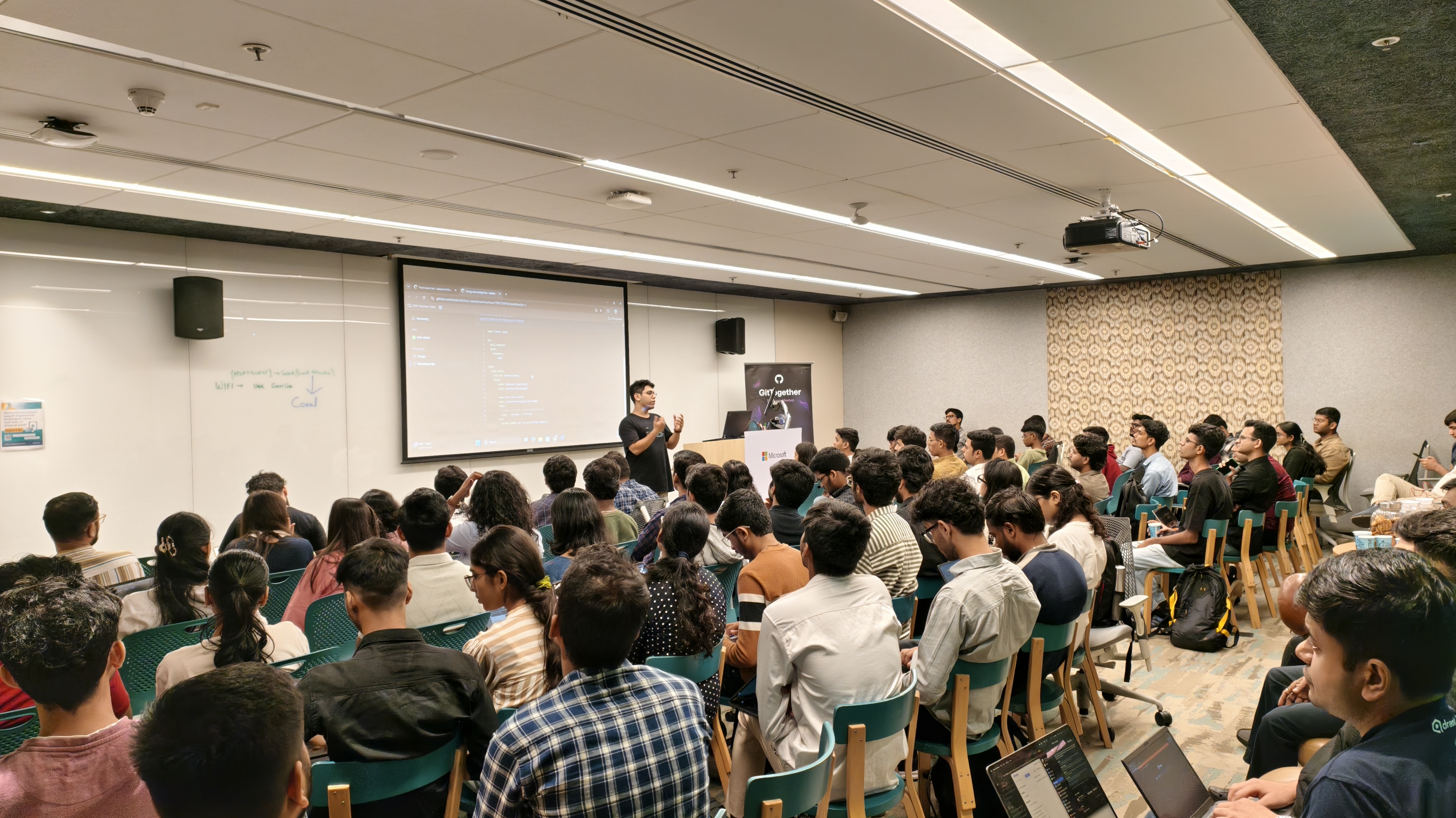 Hridyesh Bisht speaking at Git Together Meetup