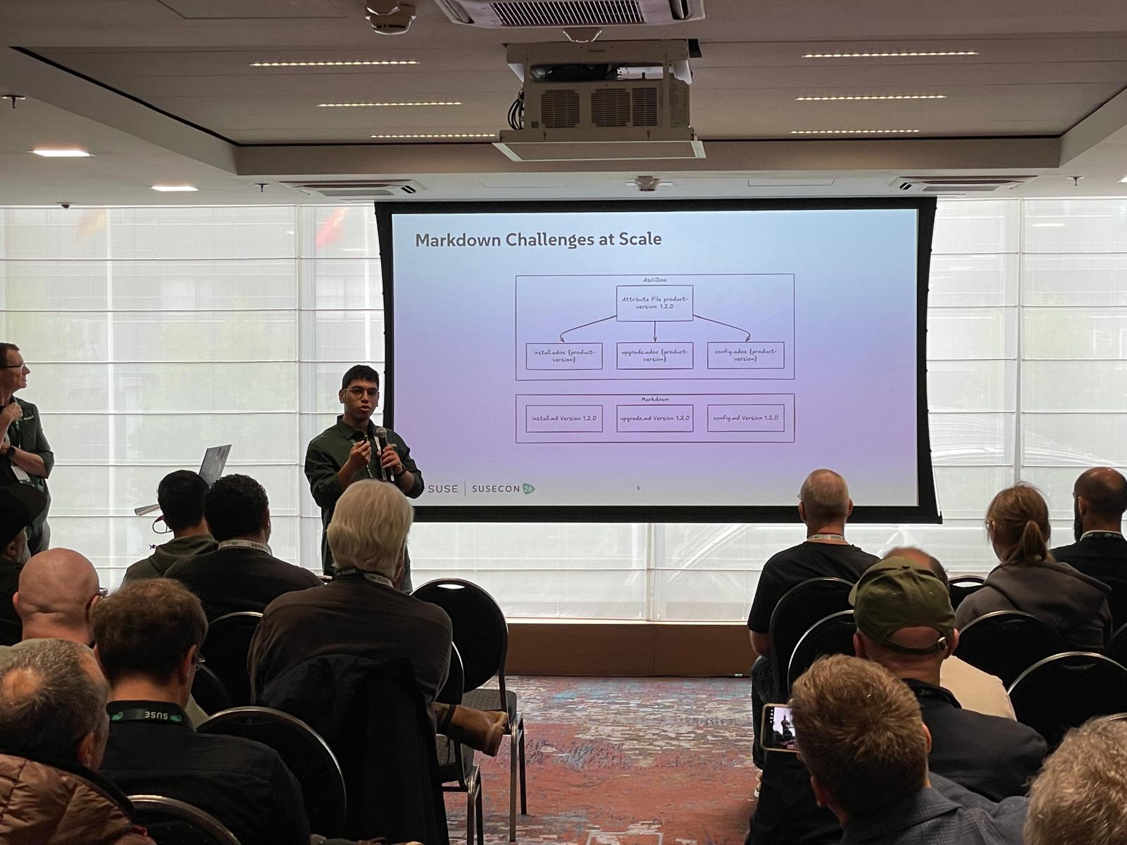 Hridyesh Bisht speaking at SUSECON Prague